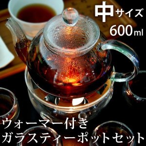 画像1: ウォーマー付きガラスティーポットセット(中) 600ml×5セット